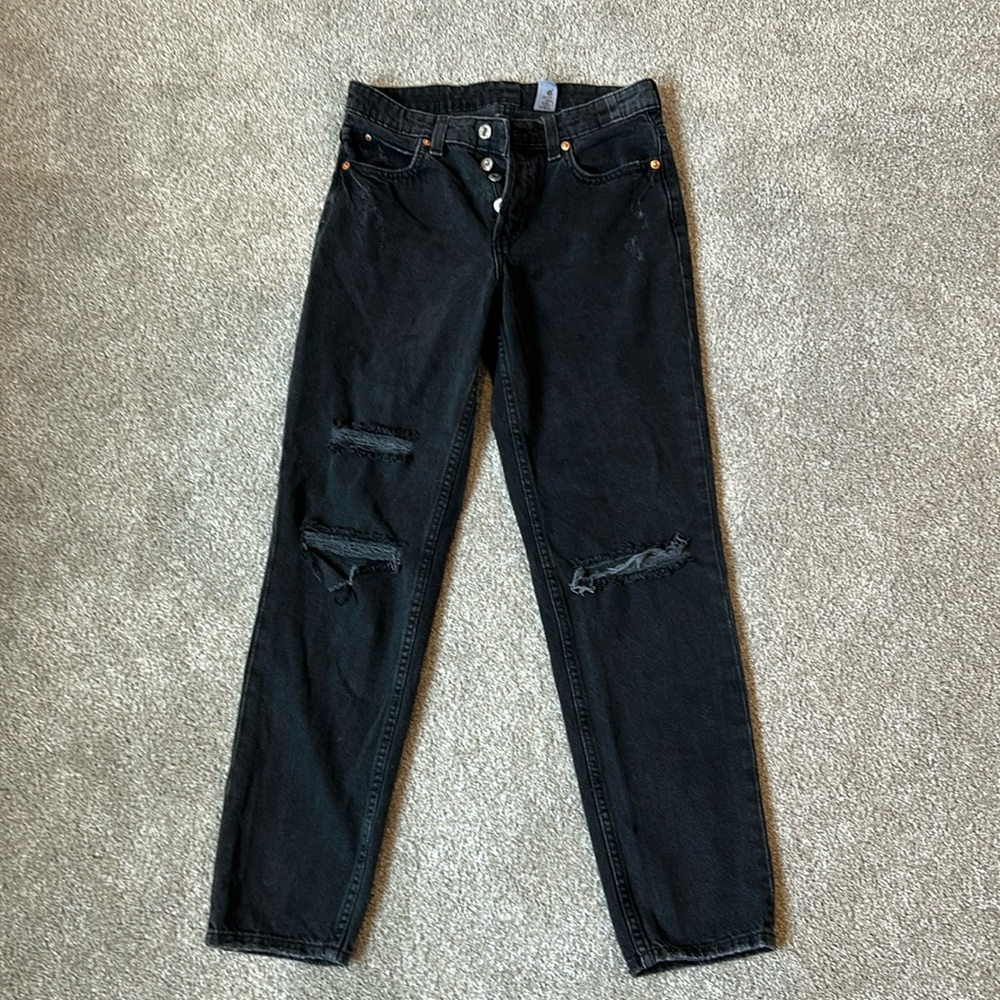 H&M boyfriend jeans, black with rips